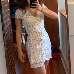 Brandy wrap dress w blue flowers